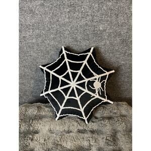 Brentwood Sherpa Spider web Plush Halloween Decor Pillow White and black Costco